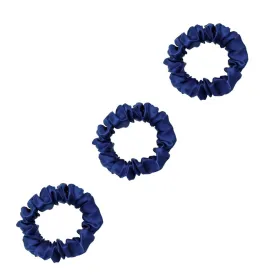 3 Pack Premium Mulberry Silk Scrunchies - Navy  - Small