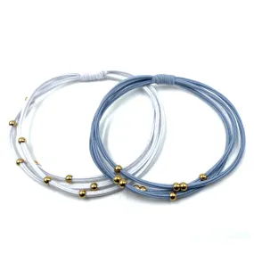 3mm Gold Water Pony Waterproof Bracelet Hair Bands in Light Blue and White(#4)