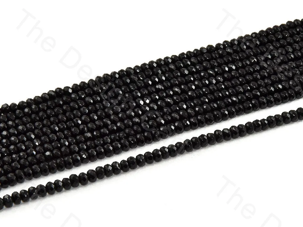 4 mm Jet Black Rondelle Jade Quartz Stones