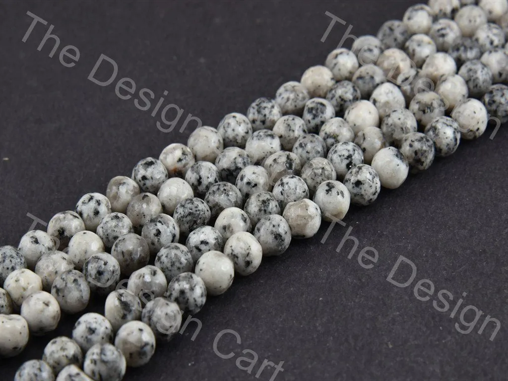 8 mm Off White Black Rondelle Jade Quartz Stones