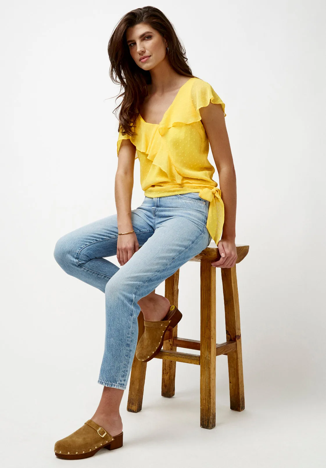 Addison Women's Off Shoulder Blouse in Beach Ball Yellow - WT1406P