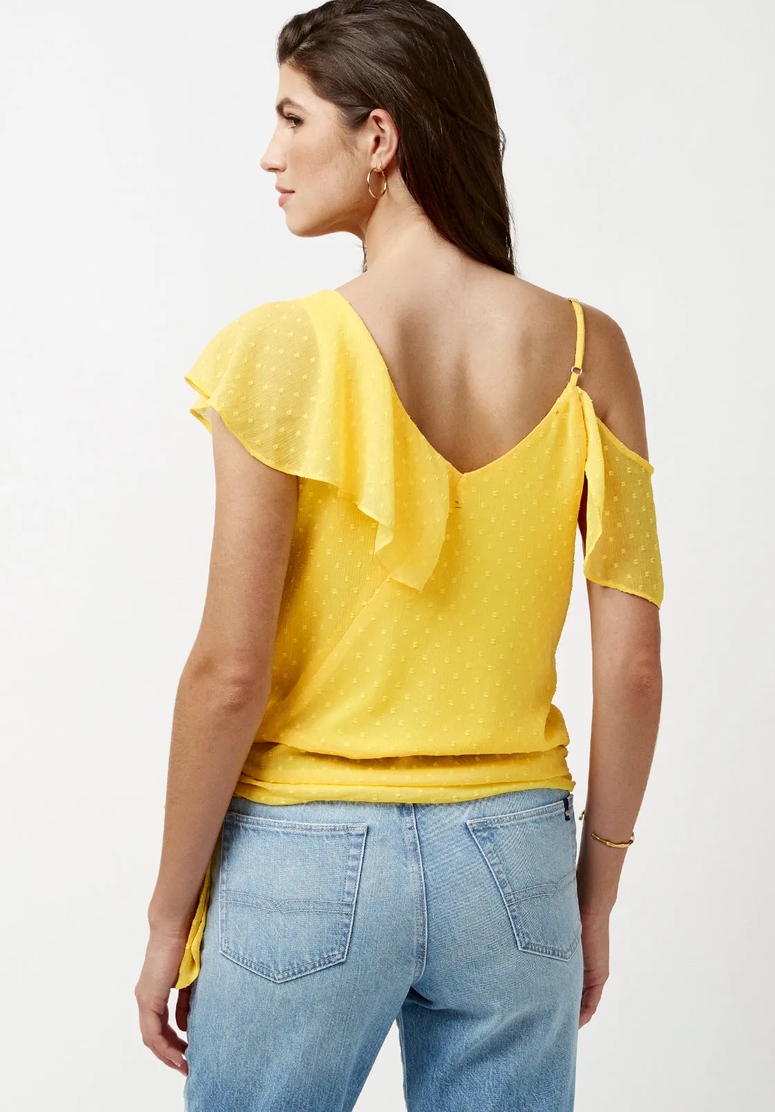 Addison Women's Off Shoulder Blouse in Beach Ball Yellow - WT1406P