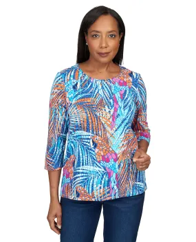 Alfred Dunner Key Item Parrot Mosaic Knit Top