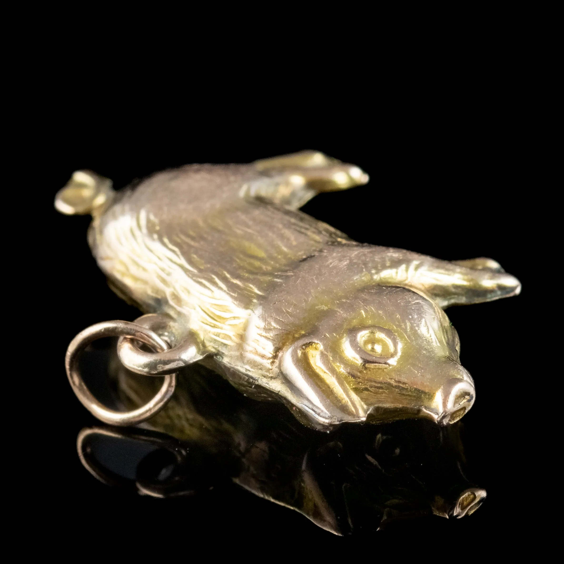 Antique Edwardian Pig Charm Pendant 9ct Gold