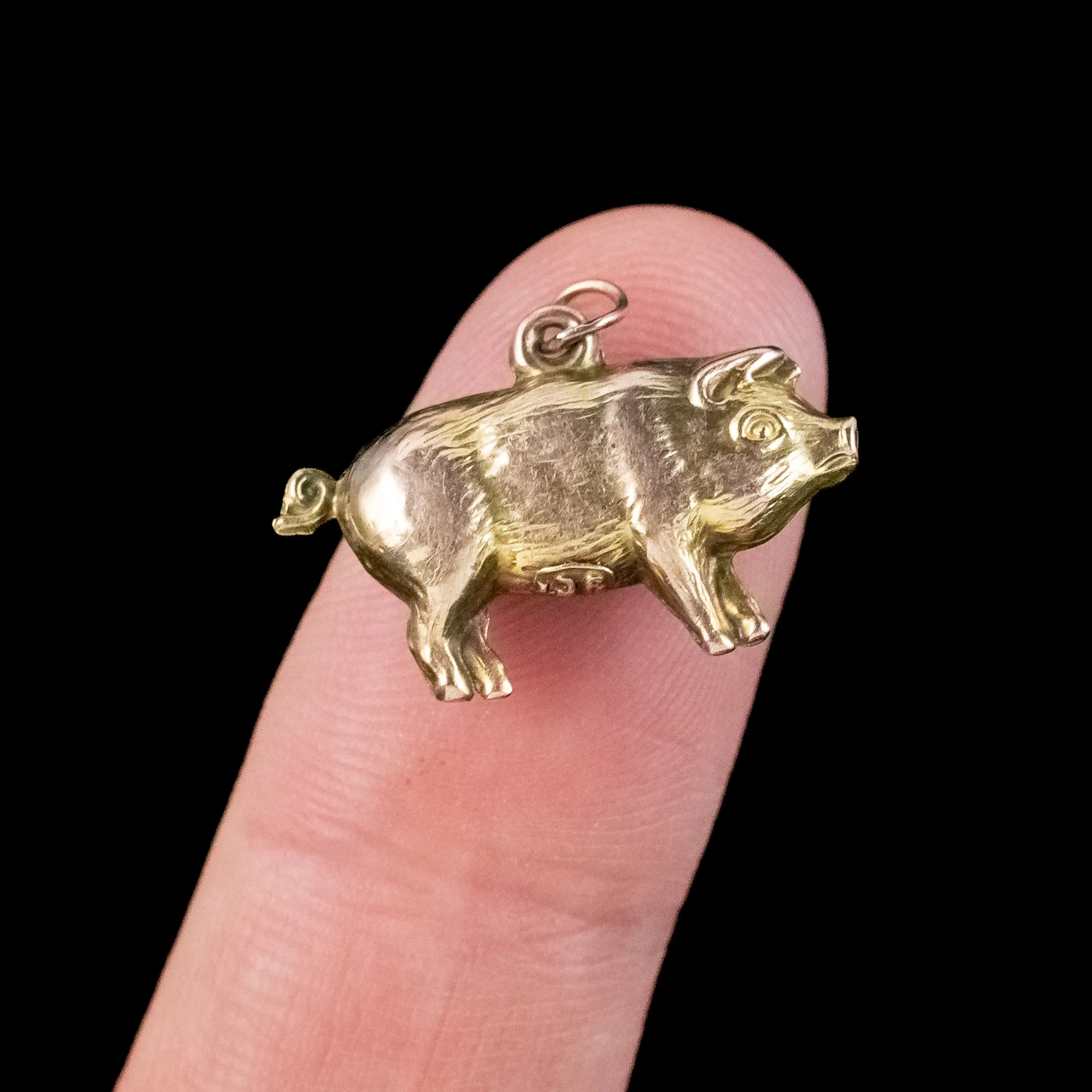 Antique Edwardian Pig Charm Pendant 9ct Gold