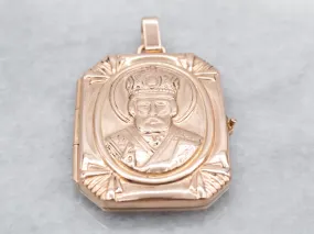 Antique Rose Gold Saint Nicholas Locket