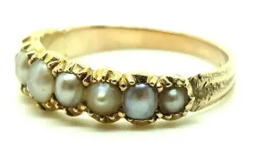 Antique Victorian Pearl & 9ct Gold Ring (Size: N)