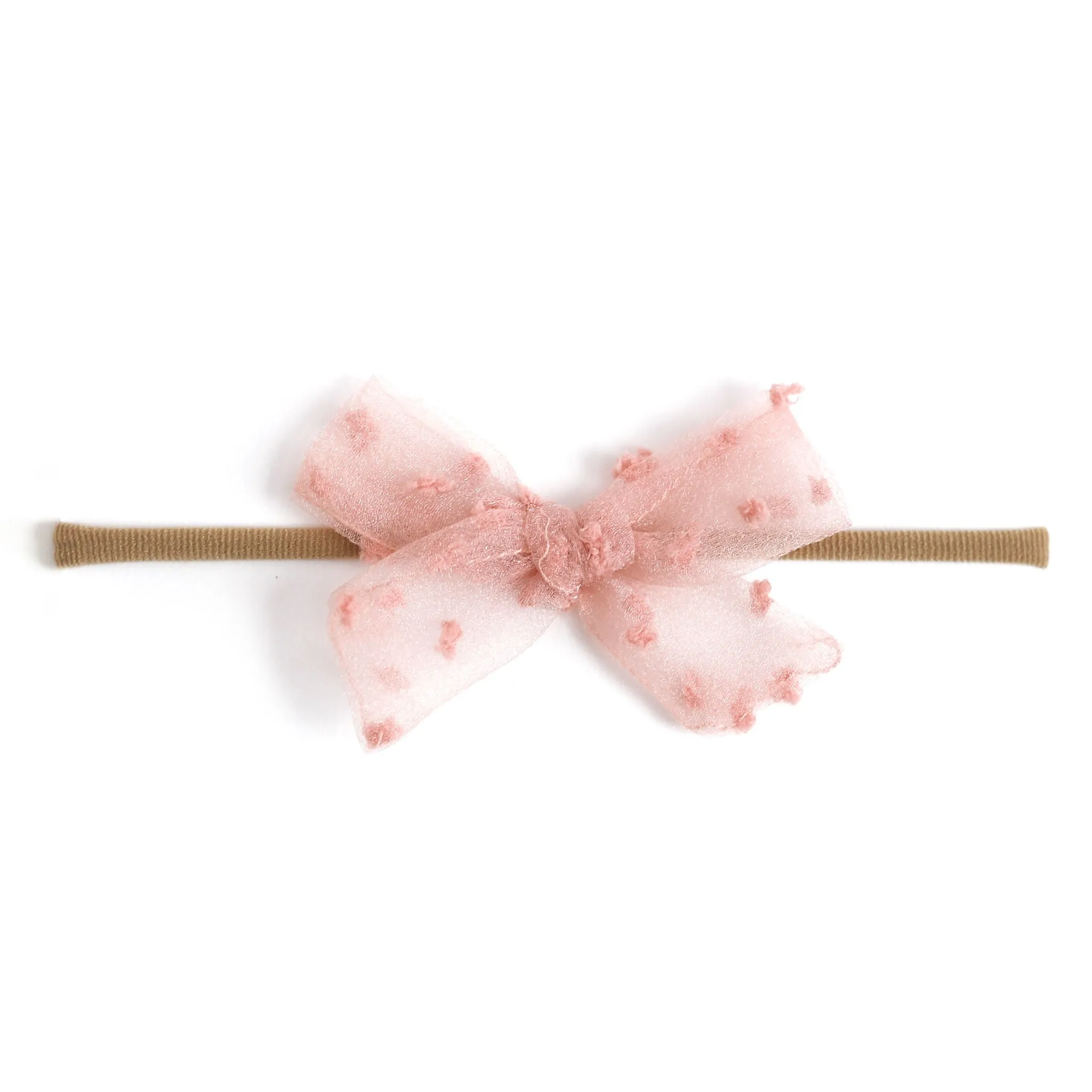 Baby Bow - Blush Pink Sheer Dot