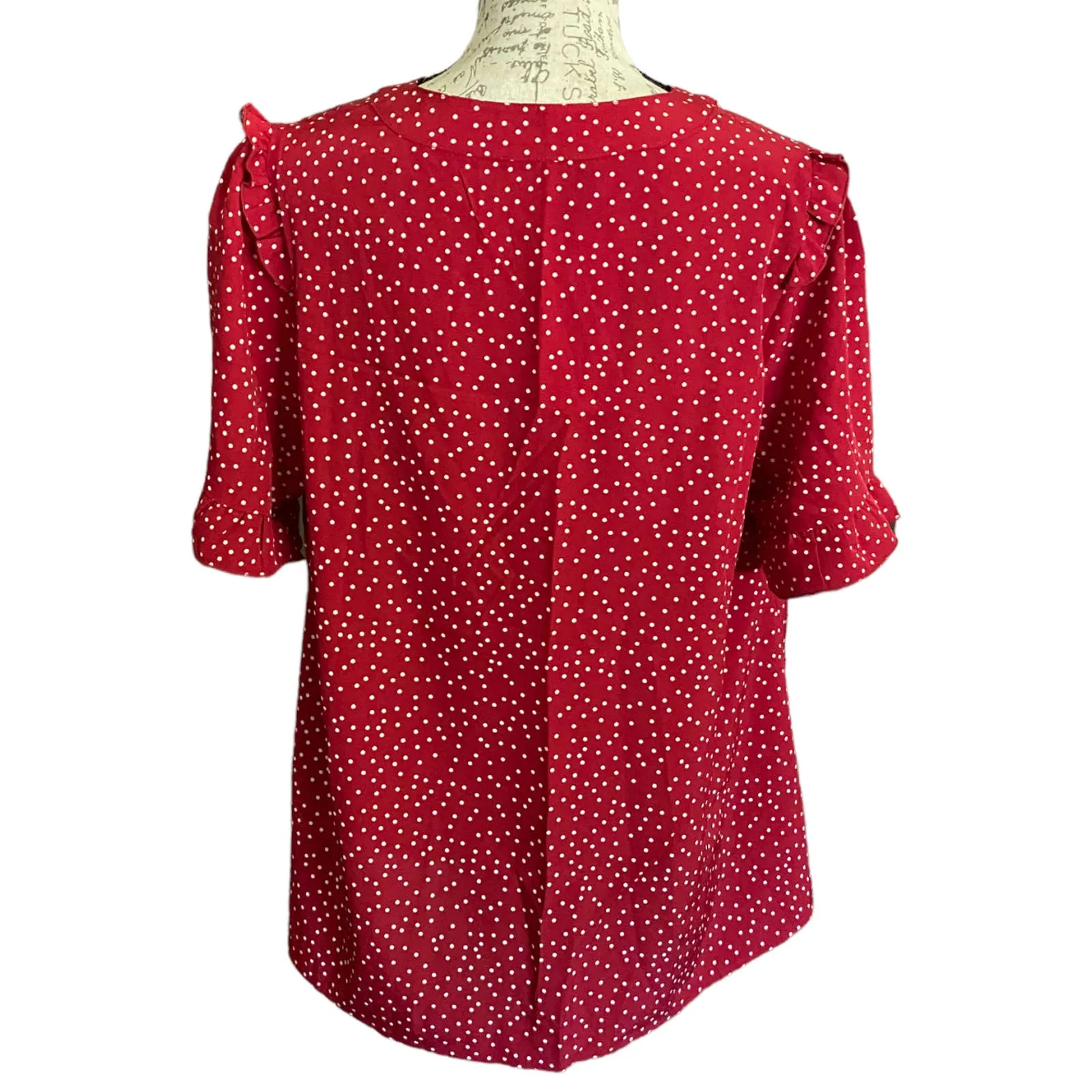 Bloomchic Red & White Polka Dot V Neck Shirt Size 18/20 New