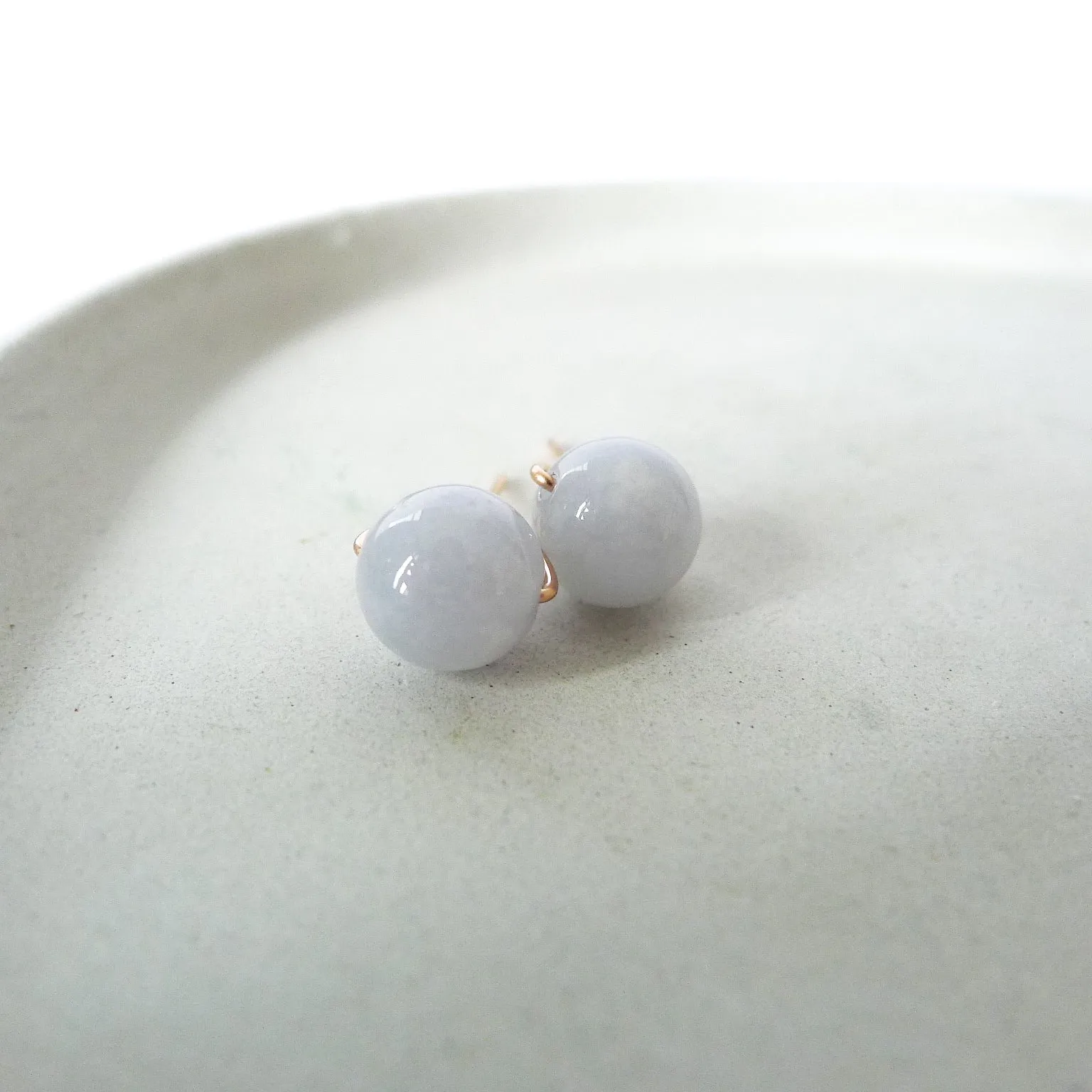 Bluish Lavender Jade Earstuds 8mm (Basic) / 14k Gold-filled