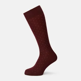 Burgundy and Gold Polka Dot Cotton Mid-length Socks