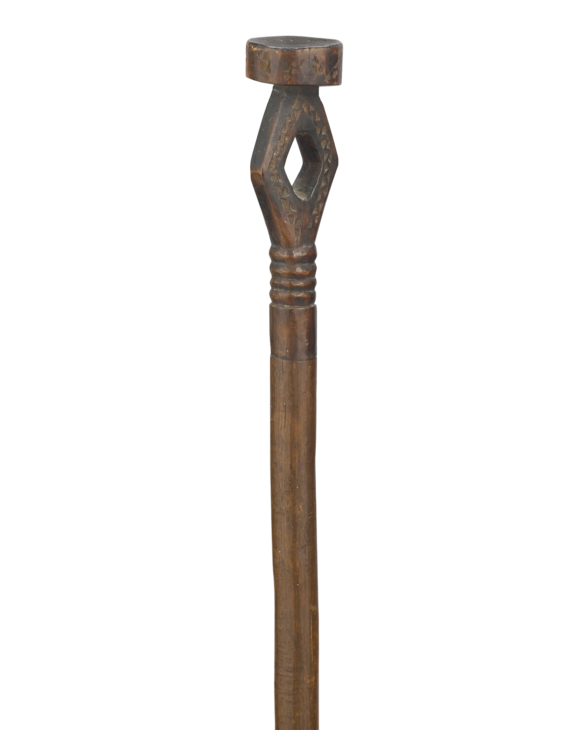 Carved Diamond Folk Art Cane