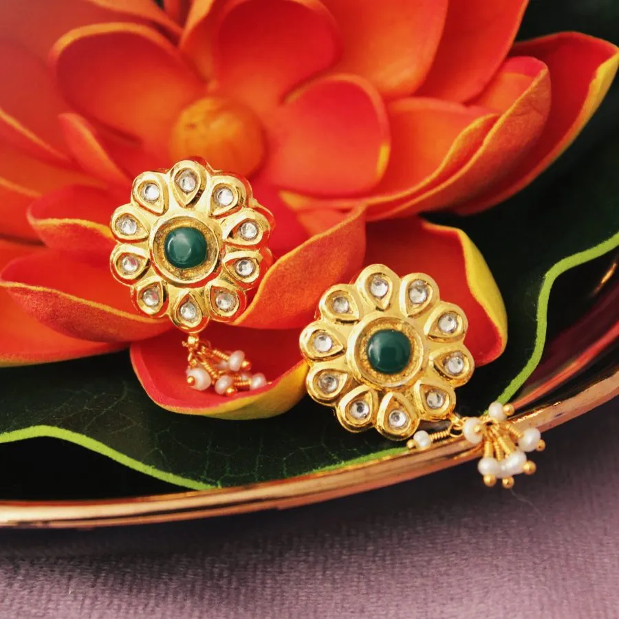 Earrings with Jade and Kundan Work