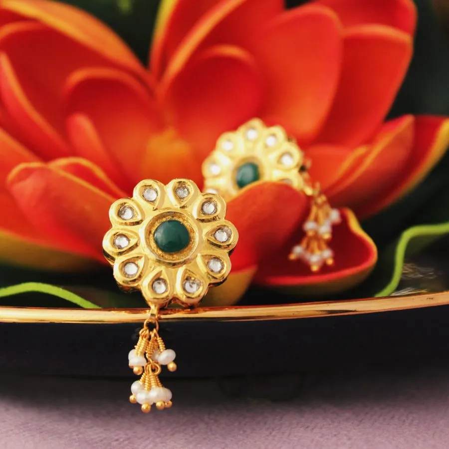 Earrings with Jade and Kundan Work