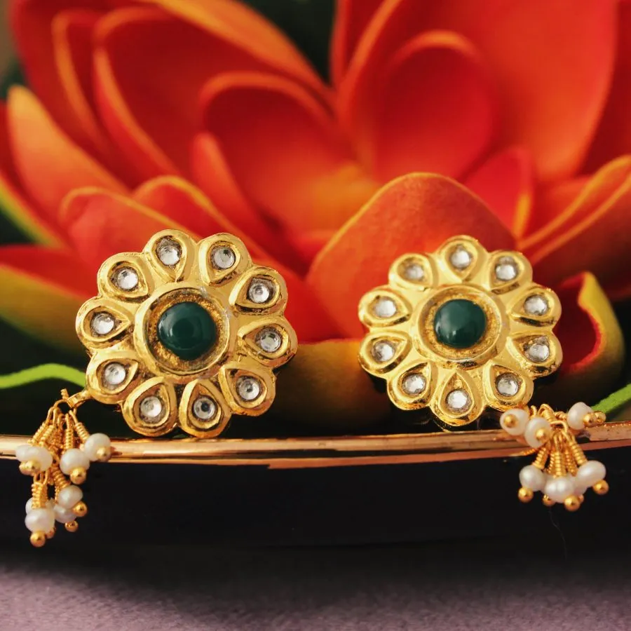 Earrings with Jade and Kundan Work