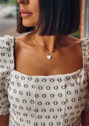 Enamel Heart Necklace (White)