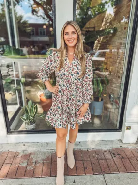 Fall florals mini dress