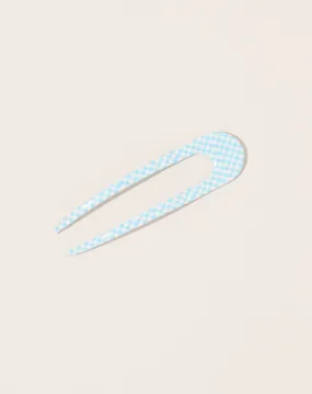 French Hair Pin in Blue Checker