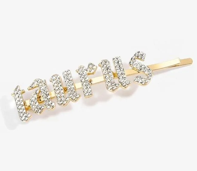 IN STOCK BLING HAIR PINS - ZODIAC GIRLY FONT