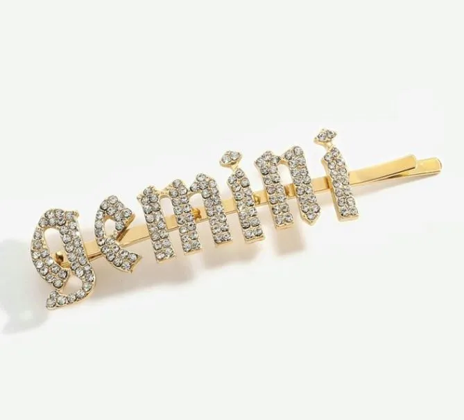 IN STOCK BLING HAIR PINS - ZODIAC GIRLY FONT