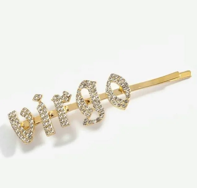 IN STOCK BLING HAIR PINS - ZODIAC GIRLY FONT