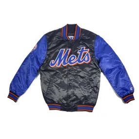 Stylish Black New York Mets Throwback Alternate Starter Satin Jacket