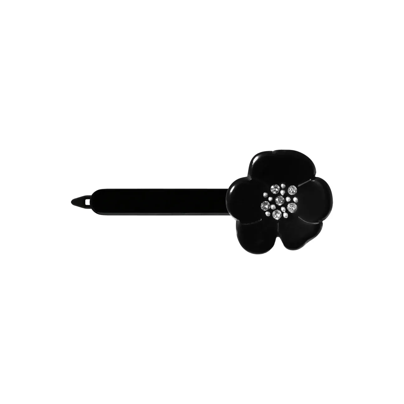 Paris Mode - Camellia Crystal Large Black Side Hair Clip