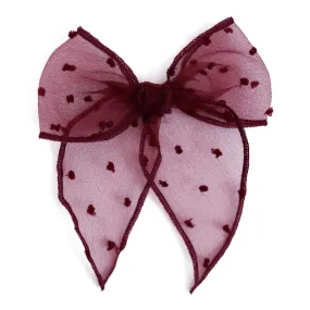 Party Girl Bow - Burgundy Sheer Dot