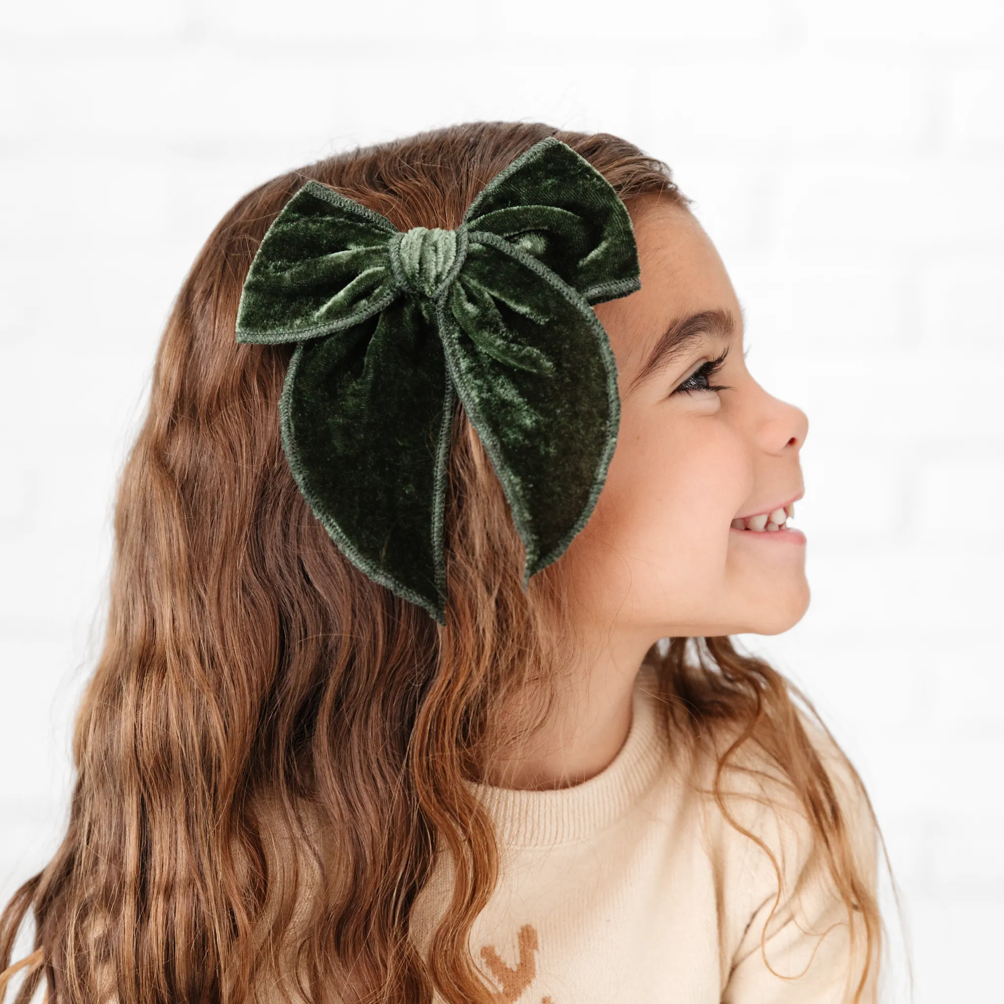 Party Girl Bow - Forest Green Velvet