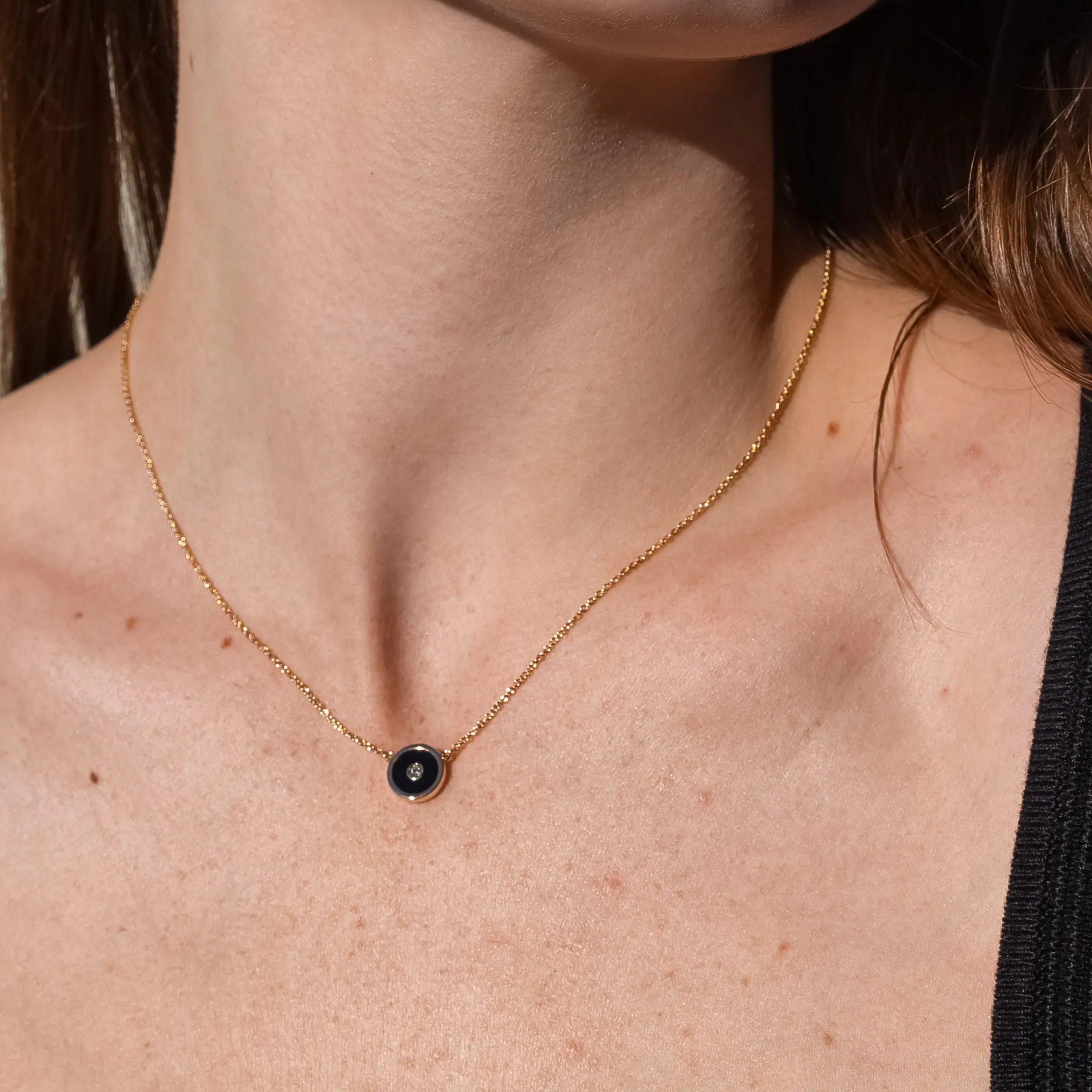 Petite Balia Black Enamel Necklace