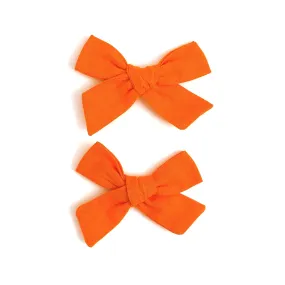 Pigtail Bows - Bright Orange