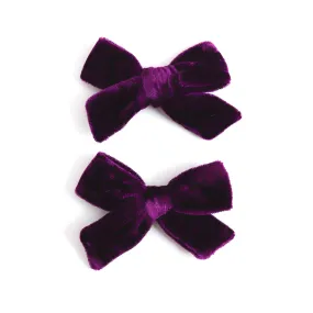 Pigtail Bows - Dark Purple Velvet