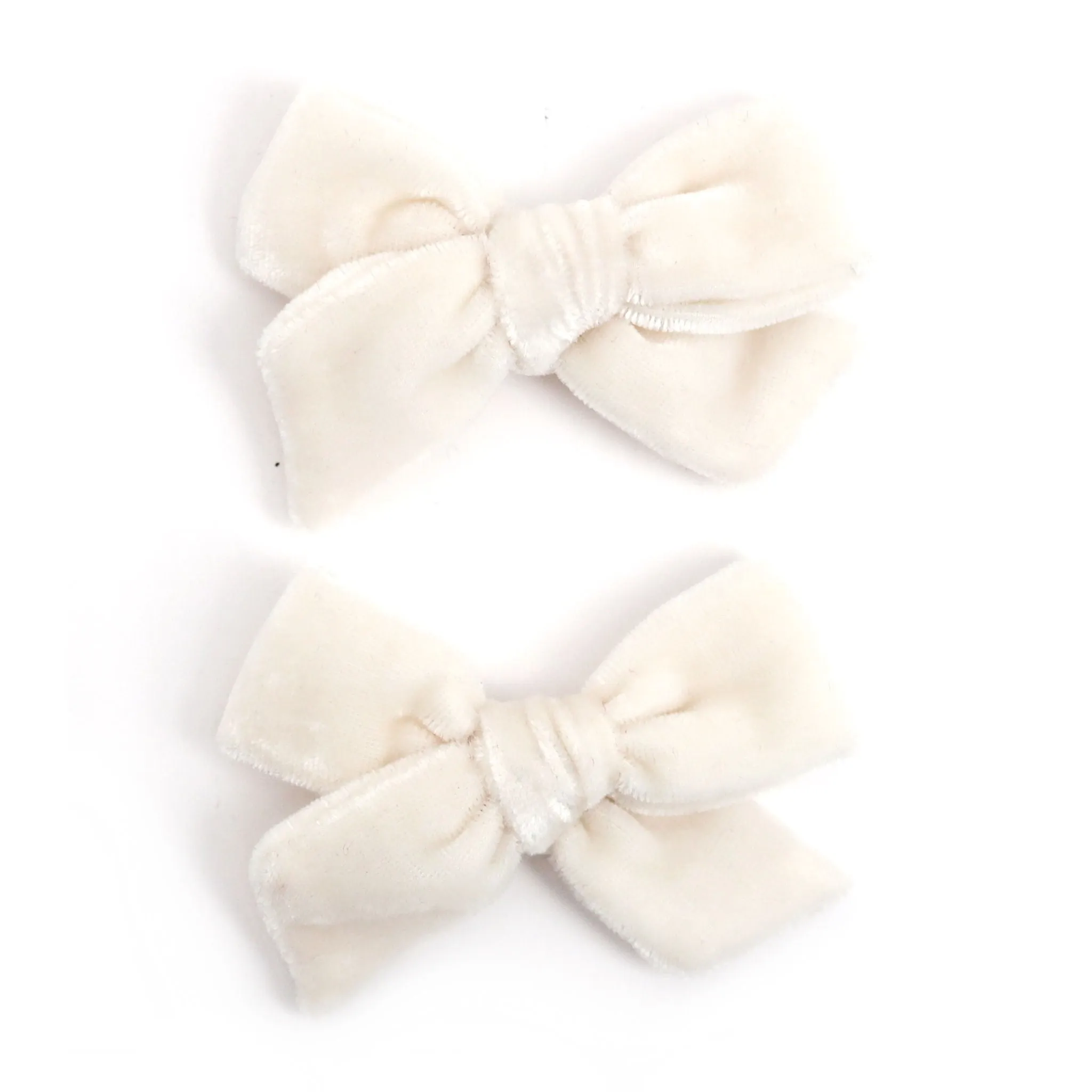 Pigtail Bows - Ivory Velvet