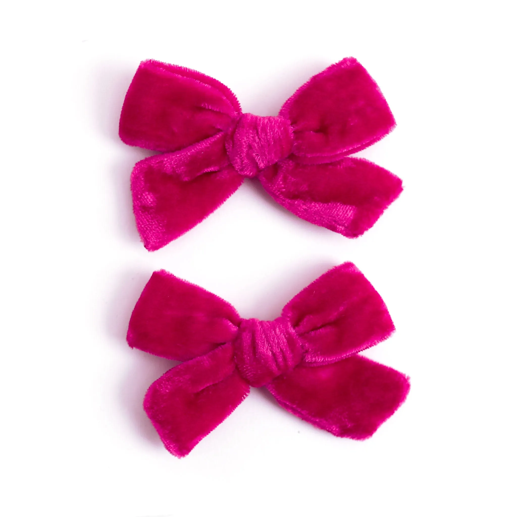 Pigtail Bows - Party Pink Velvet