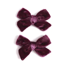 Pigtail Bows - Plum Velvet