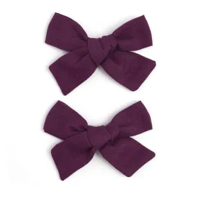 Pigtail Bows - Plum