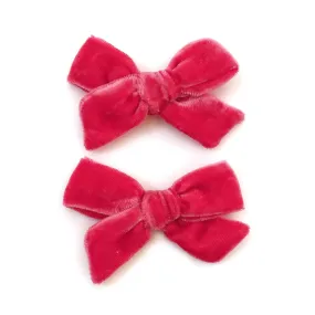 Pigtail Bows - Strawberry Velvet