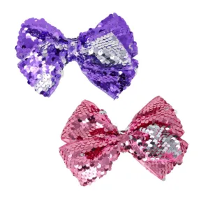 Pink Poppy Sparkle Reversible Sequin Bow - 2 colours