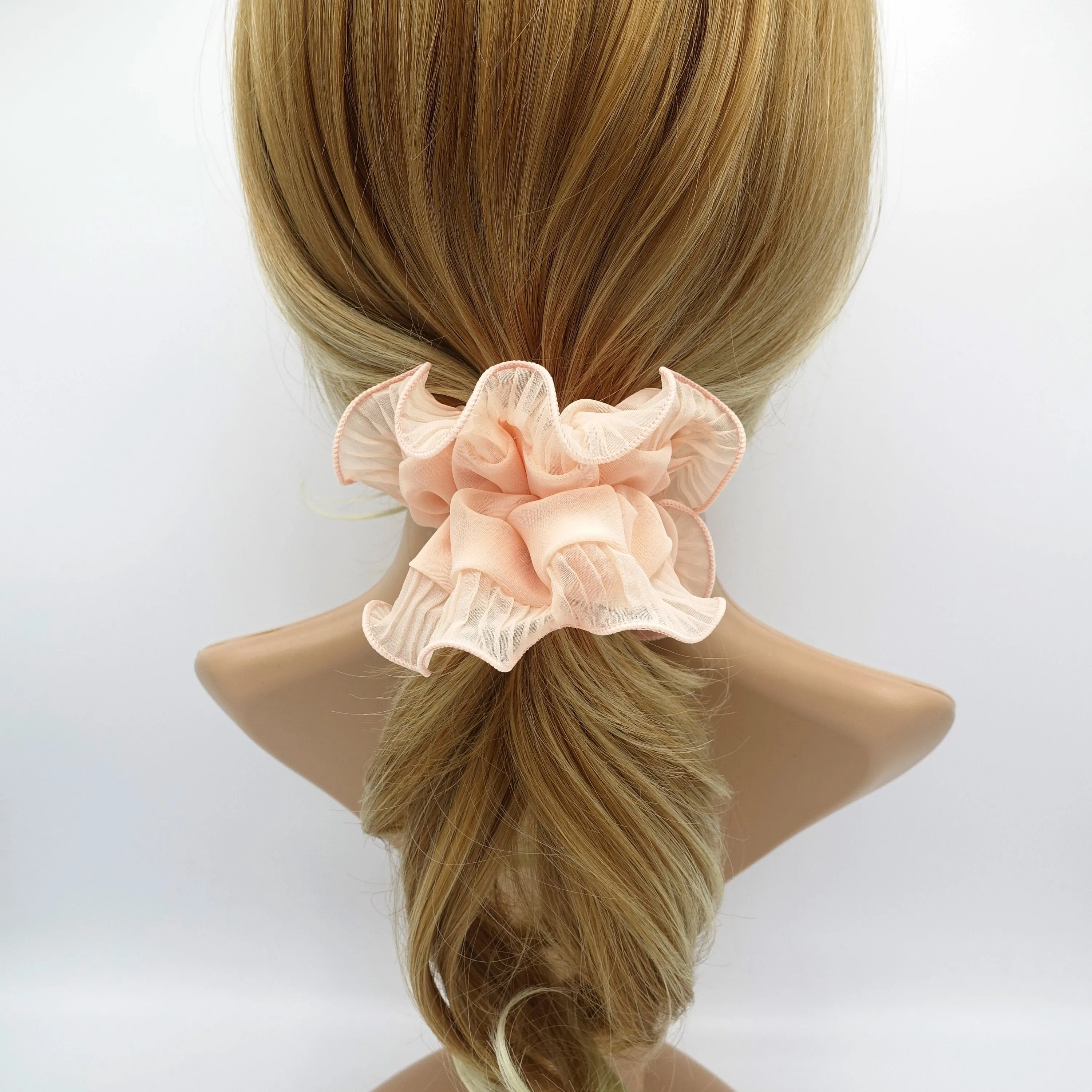 pleated edge chiffon scrunchies hair elastic women hair tie hair accessory for women