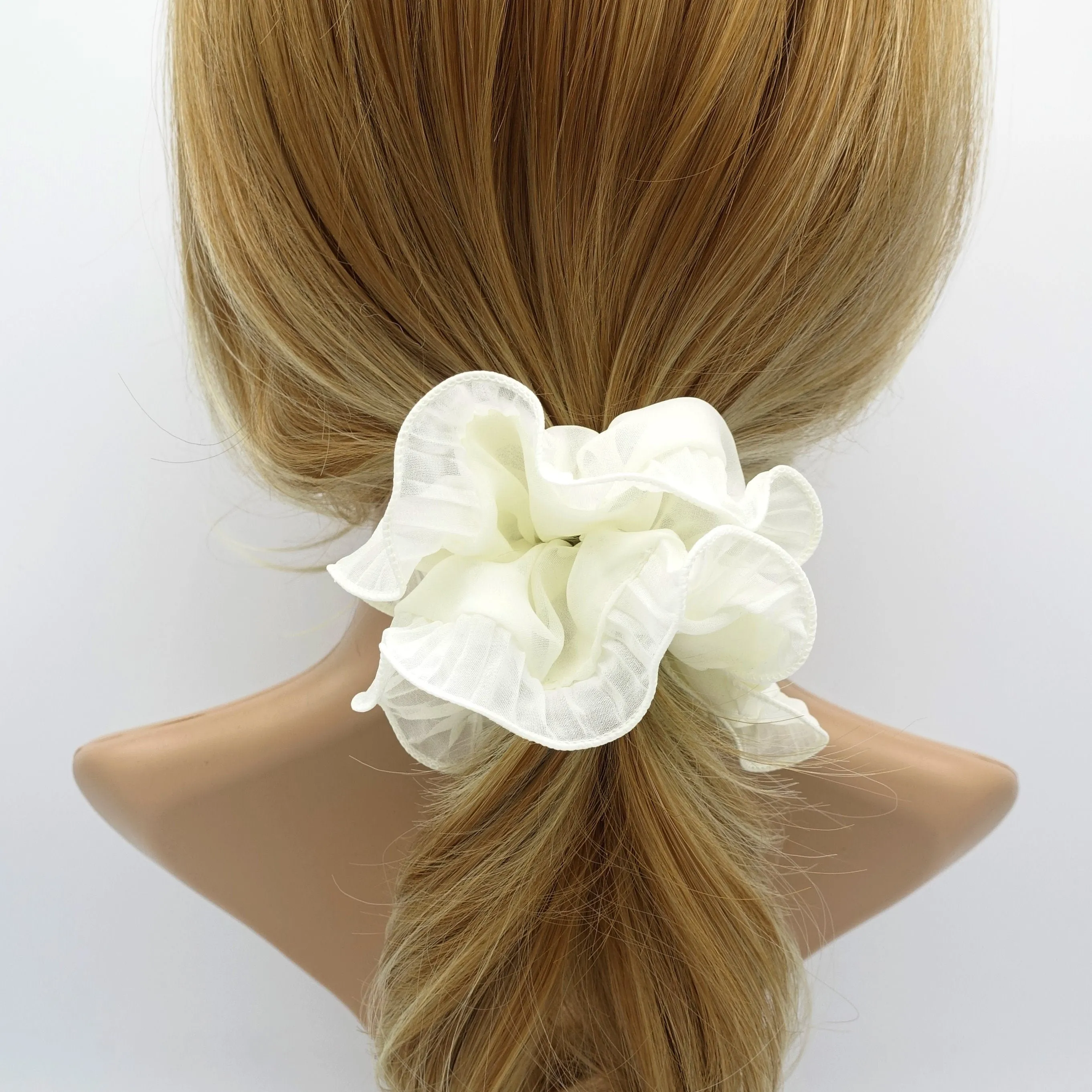 pleated edge chiffon scrunchies hair elastic women hair tie hair accessory for women