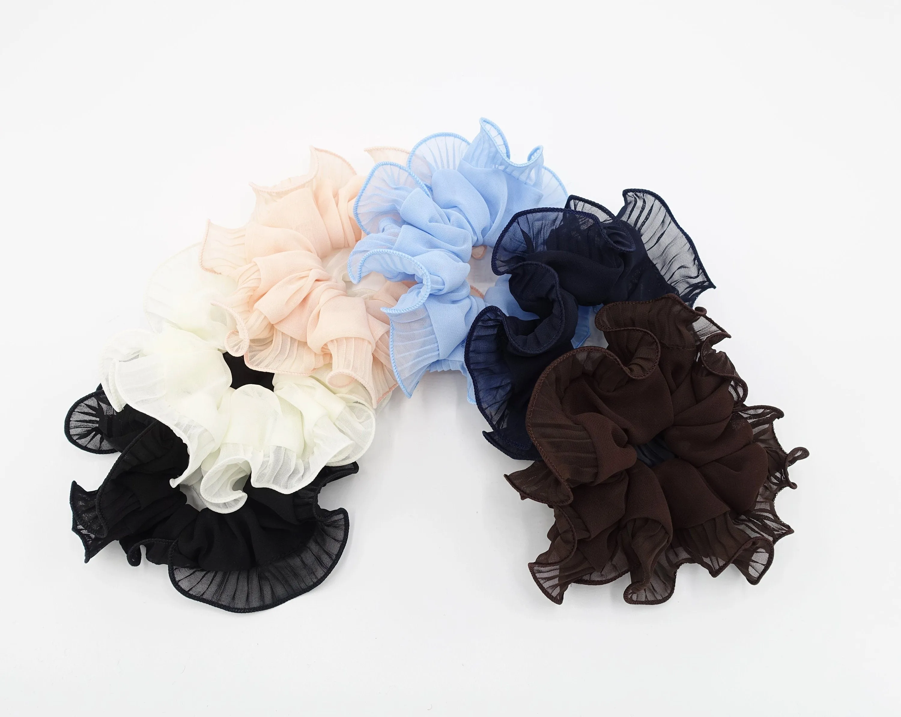 pleated edge chiffon scrunchies hair elastic women hair tie hair accessory for women