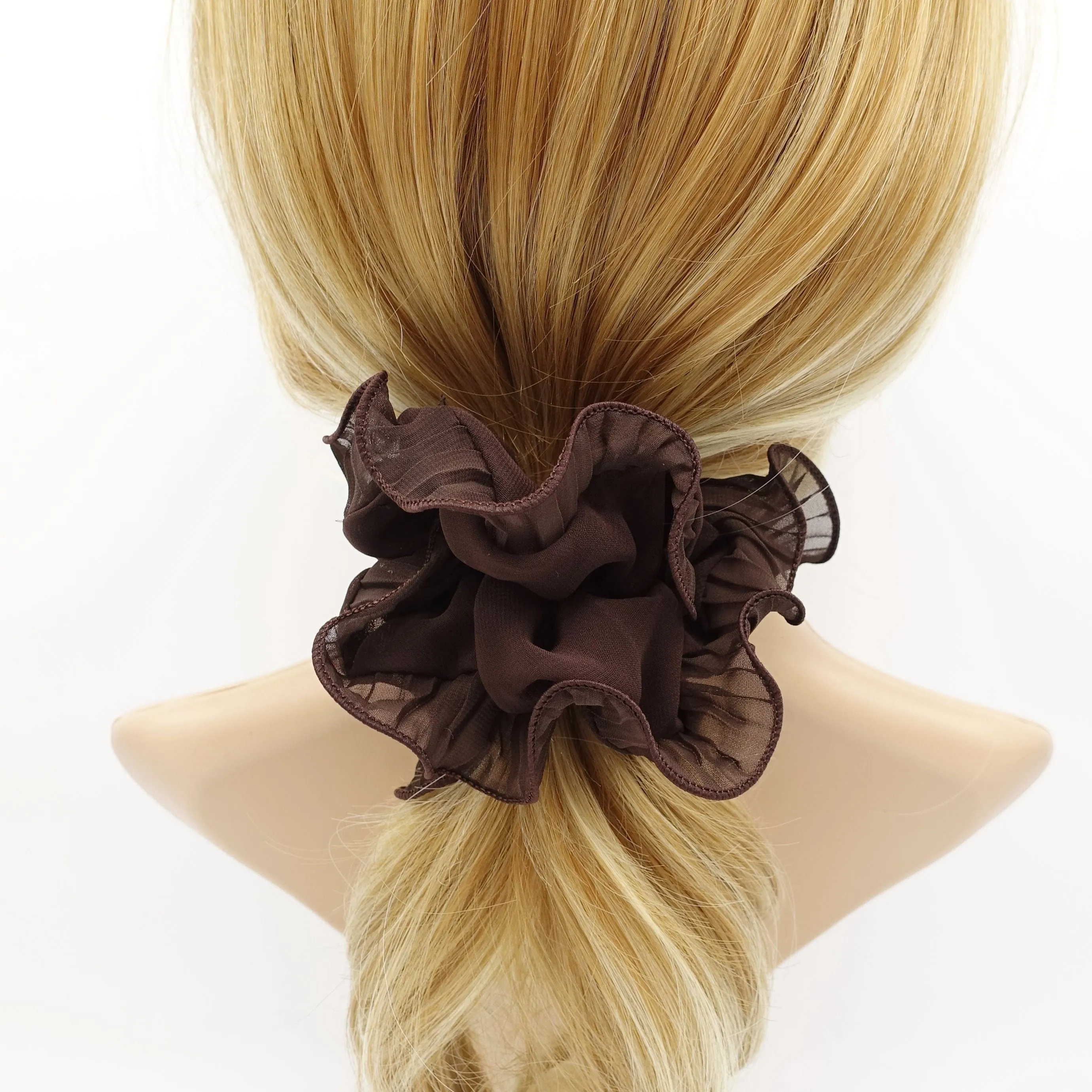 pleated edge chiffon scrunchies hair elastic women hair tie hair accessory for women