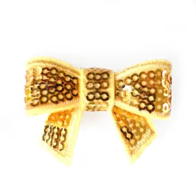 Sequin Hair Bow - Gold