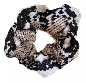 Snake-Print Scrunchie - Brown