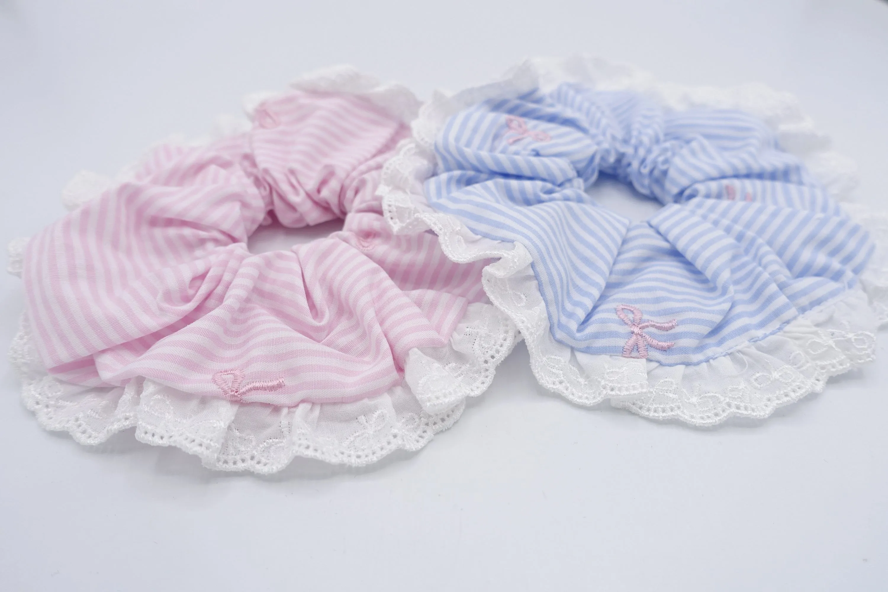 stripe scrunchies, cotton scrunchies, lace scrunchies for women