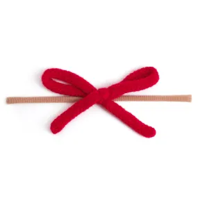 Yarn Baby Bow - Bright Red